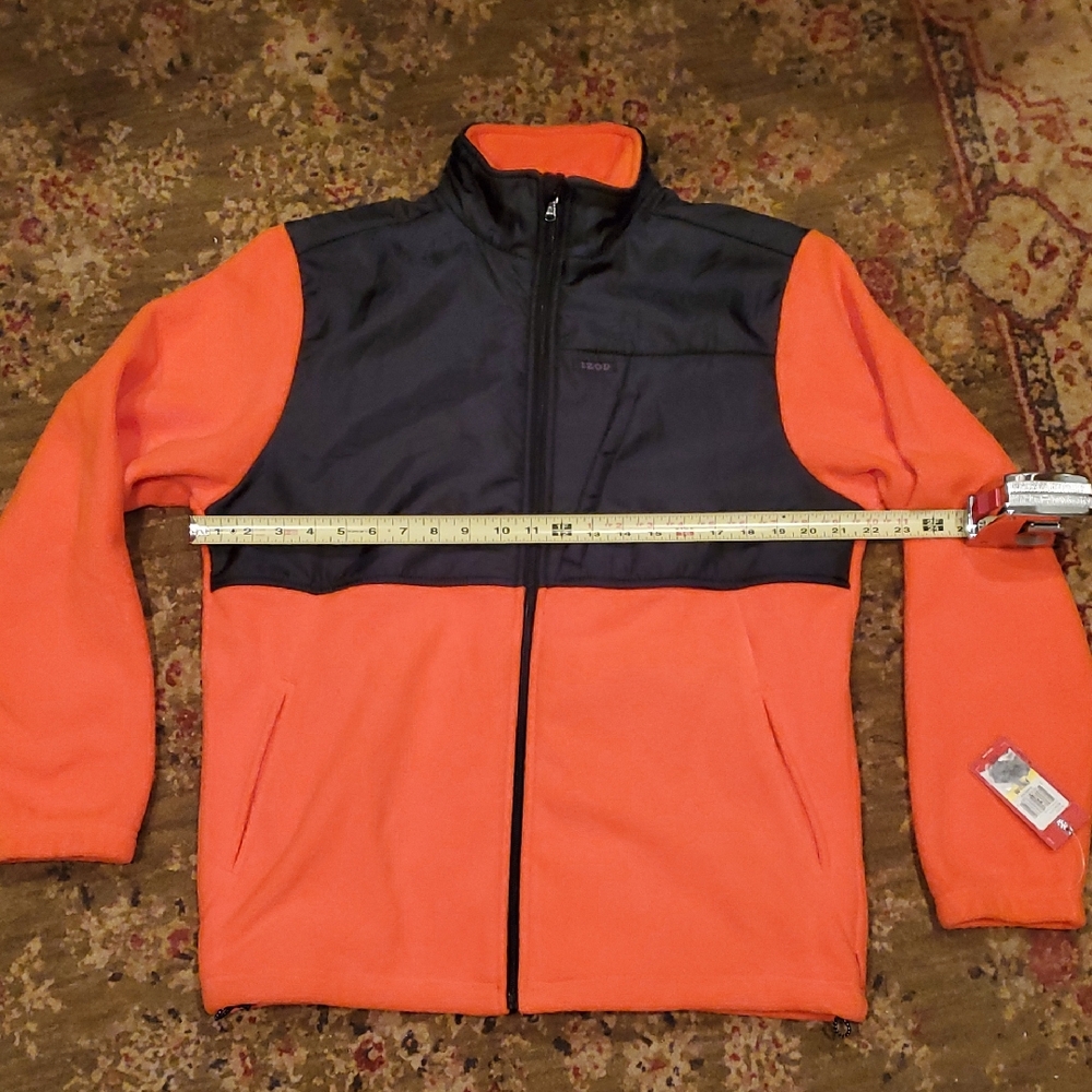 Izod Men's Black and Orange Polar Fleece Jacket
